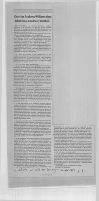 Escritor Arabena Williams dona biblioteca, cuadros y muebles