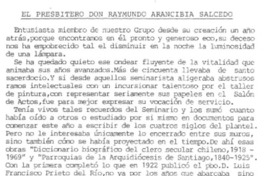 El presbítero don Raymundo Arancibia Salcedo