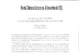 Vicente Huidobro o las metamorfosis del ruiseñor