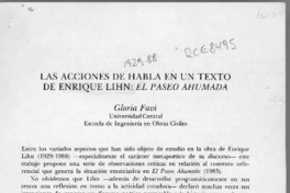 Las acciones de habla en un texto de Enrique Lihn, "El paseo Ahumada"