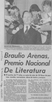 Braulio Arenas, Premio Nacional de Literatura