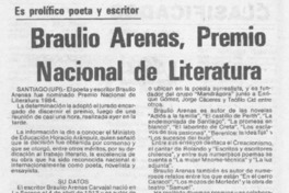 Braulio Arenas, Premio Nacional de Literatura