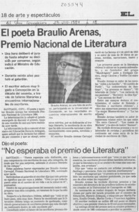 El poeta Braulio Arenas, Premio Nacional de Literatura