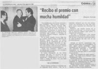 "Recibo el premio con mucha humildad"