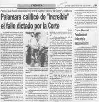 Palamara calificó de "increíble" el fallo dictado por la Corte  [artículo].