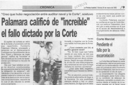 Palamara calificó de "increíble" el fallo dictado por la Corte  [artículo].