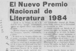 El Nuevo Premio Nacional de Literatura 1984