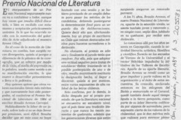 Premio Nacional de Literatura, Braulio Arenas