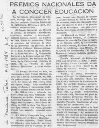 Premios Nacionales da a conocer educación
