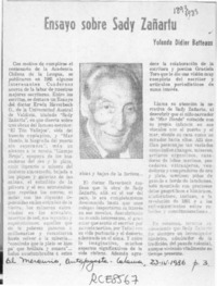 Ensayo sobre Sady Zañartu  [artículo] Yolanda Didier Batteaux.
