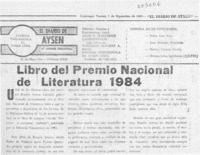 Libro del Premio Nacional de Literatura 1984