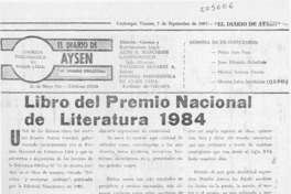 Libro del Premio Nacional de Literatura 1984