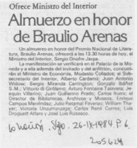 Almuerzo en honor de Braulio Arenas