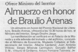 Almuerzo en honor de Braulio Arenas