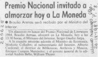 Premio Nacional invitado a almorzar hoy a La Moneda