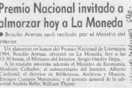 Premio Nacional invitado a almorzar hoy a La Moneda