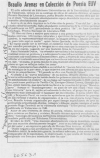 Braulio Arenas en colección de poesía EUV