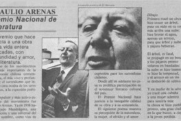 Braulio Arenas, Premio Nacional de Literatura