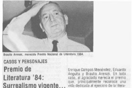 Premio de Literatura 84, surrealismo vigente --