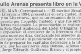 Braulio Arenas presenta libro en la V región