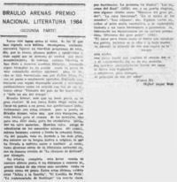 Braulio Arenas, Premio Nacional de Literatura '84