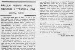 Braulio Arenas, Premio Nacional de Literatura '84
