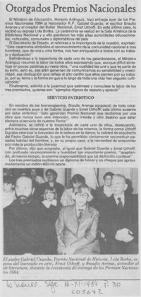 Otorgados premios nacionales