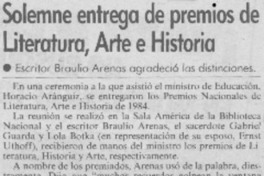 Solemne entrega de premios de Literatura, Arte e Historia