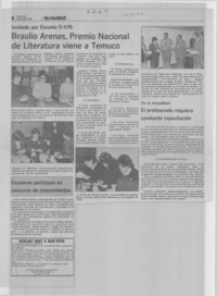 Braulio Arenas, Premio Nacional de Literatura viene a Temuco