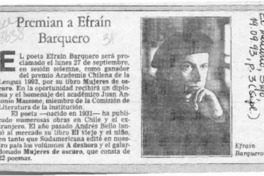 Premian a Efraín Barquero  [artículo].
