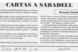 Cartas a Sabadell  [artículo] Bernardo Chandía Fica.