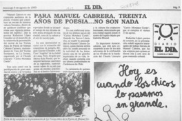 Para Manuel Cabrera, treinta años de poesía -- no son nada  [artículo].