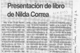 Presentación de libro de Nilda Correa  [artículo].