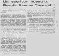 Un escritor nuestro; Braulio Arenas Carvajal