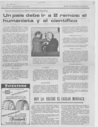 "Un País debe ir a 2 remos; el humanista y el científico".