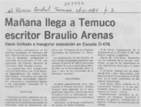 Mañana llega a Temuco escritor Braulio Arenas.
