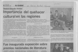 Importancia del quehacer cultural en las regiones