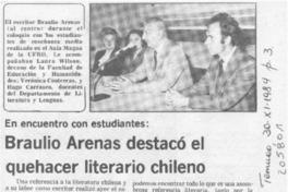 Braulio Arenas destacó el quehacer literario chileno