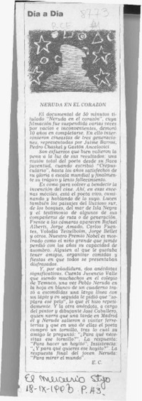 Neruda en el corazón  [artículo] E. C.