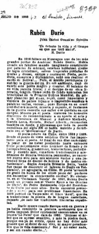 Rubén Darío  [artículo] Juan Carlos González Colville.