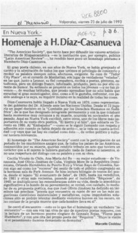 Homenaje a H. Díaz-Casanueva  [artículo] Marcelo Coddou.