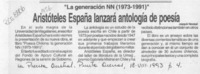 Aristóteles España lanzará antología de poesía