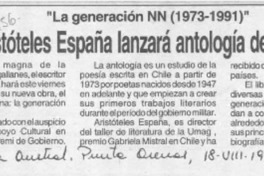 Aristóteles España lanzará antología de poesía