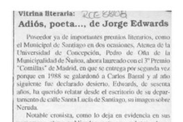 Adiós, poeta --, de Jorge Edwards  [artículo] Apir.