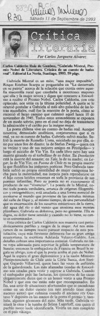 Carlos Calderón Ruiz de Gamboa, "Gabriela Mistral, Premio Nobel de Literatura