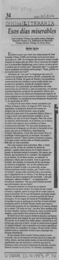 Esos días miserables  [artículo] Mariano Aguirre.