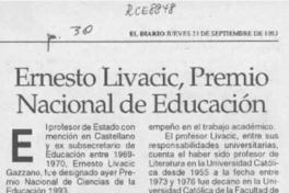 Ernesto Livacic, Premio Nacional de Educación  [artículo].