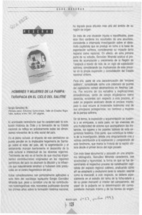 Hombres y mujeres de la pampa, Tarapacá en el ciclo del salitre  [artículo] Carlos A. de Mattos.