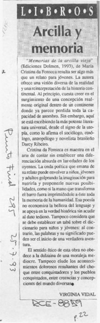 Arcilla y memoria  [artículo] Virginia Vidal.