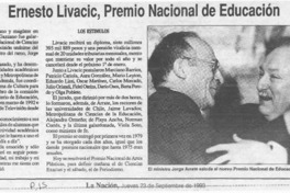 Ernesto Livacic, Premio Nacional de Educación